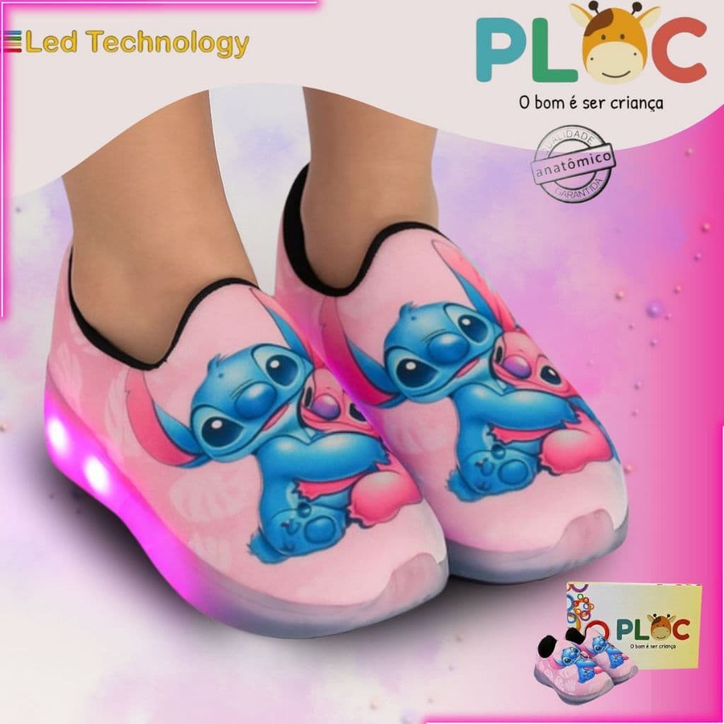 Tênis Led Tecnology Cores Ploc Pisou Piscou Personagens - Sti