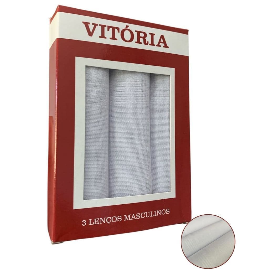 Lenço De Bolso Masculino Vitória Caixa Com 3 unidades Várias Cores Algodão Original