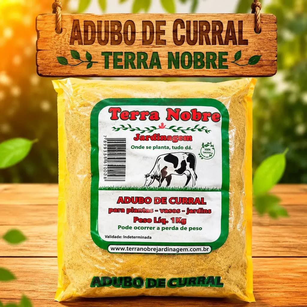 Adubo De Curral Terra Nobre 1kg Esterco De Gado Para cultivo de Plantas Jardins hortas gramas vasos