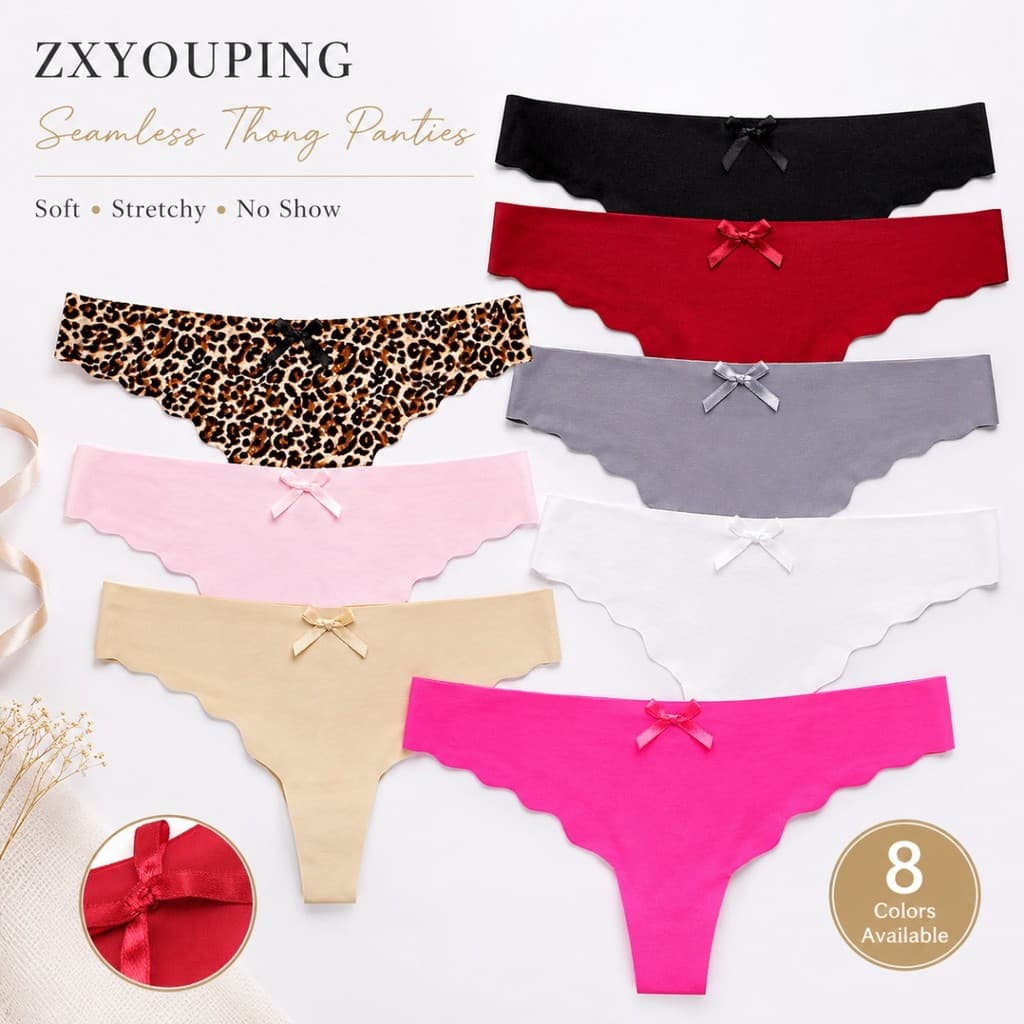 ZXYOUPING Calcinha Fio Dental Feminina Sem Costura , Seda Gelada Macia , Exibição , Respirável , Roupa Íntima Elástica