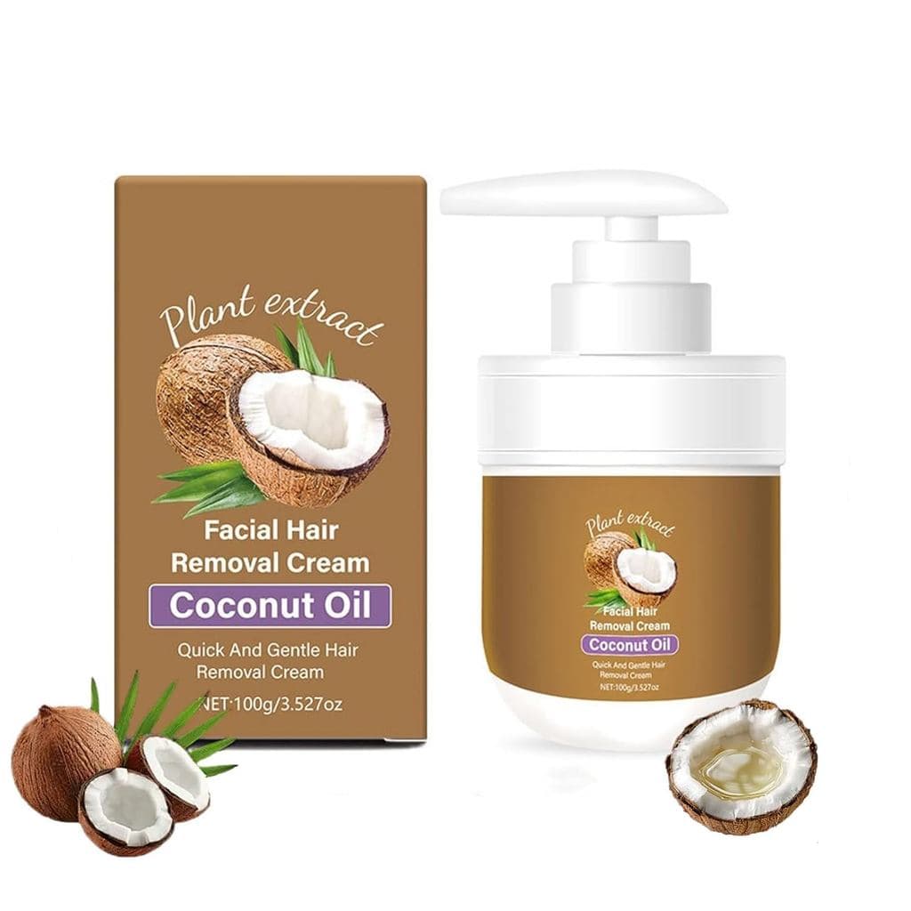 Creme Depilatório Facial de Coco – Suave e Eficaz – Fórmula Natural, Hidratante e Calmante, Remoção de Pelos Indolor, Se