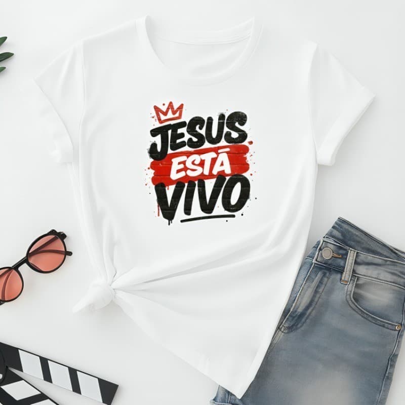 Camiseta Cristã Masculina e Feminina Jesus está vivo Unissex