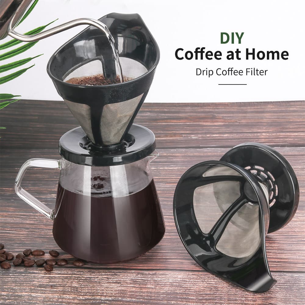 Icáfilas mão despeje pote cafeteira filtro funil malha de aço inoxidável fina fácil de limpar Design Anti-escaldante
