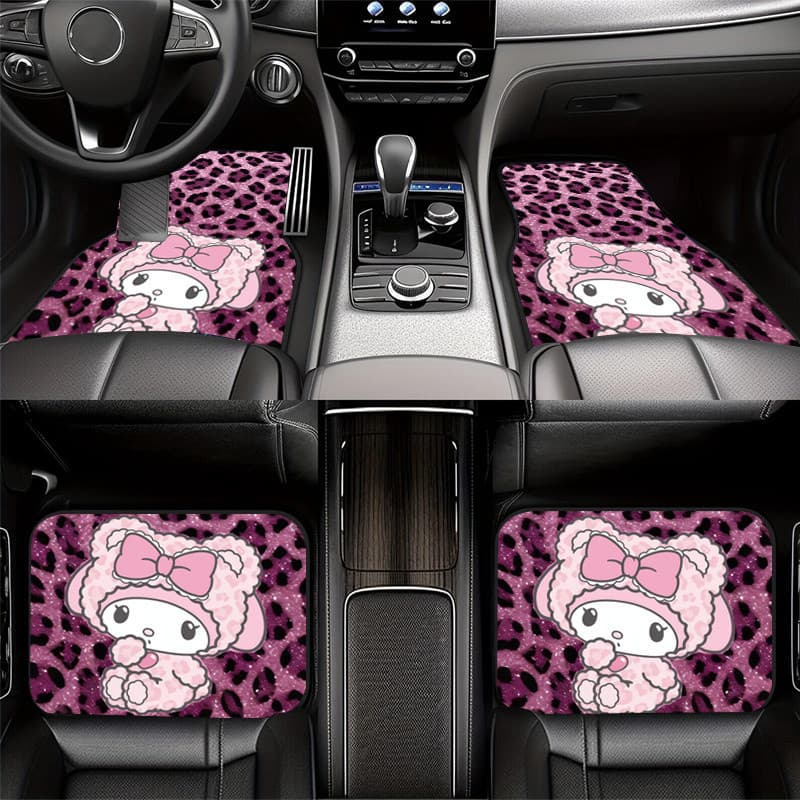 Novo estilo de tapete 4 unidades rosa roxo leopardo estampa melodia tema tapetes para pés de carro, tapetes internos de