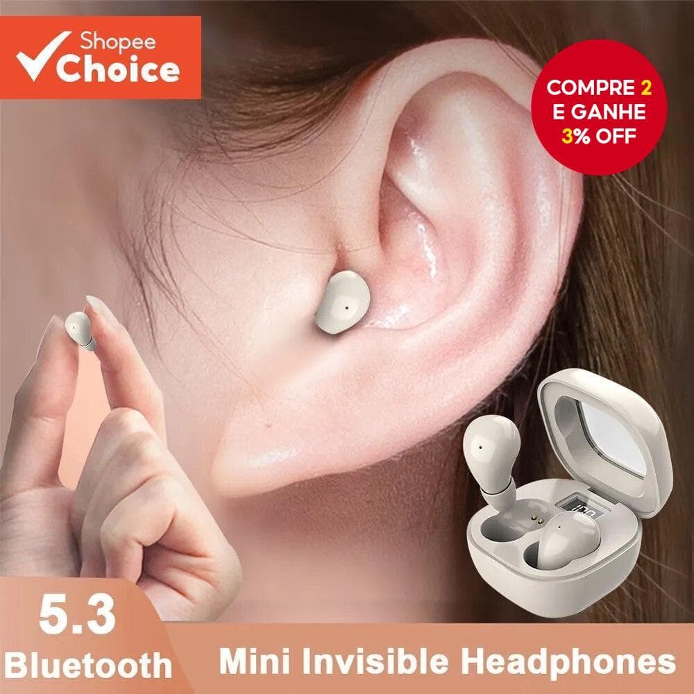 FN-B08 Mini Fones De Ouvido Sono Bluetooth 5.3 TWS Invisível Sem Fio Alta Fidelidade Som Estéreo Redução Ruído Com Micro