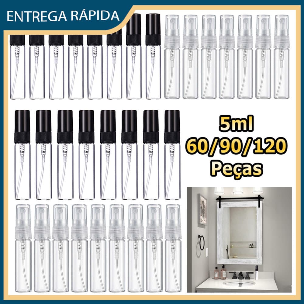 60/90/120 5ml Frasco spray de viagem atomizador de perfume recarregável frasco perfume vidro recipiente para névoa fina