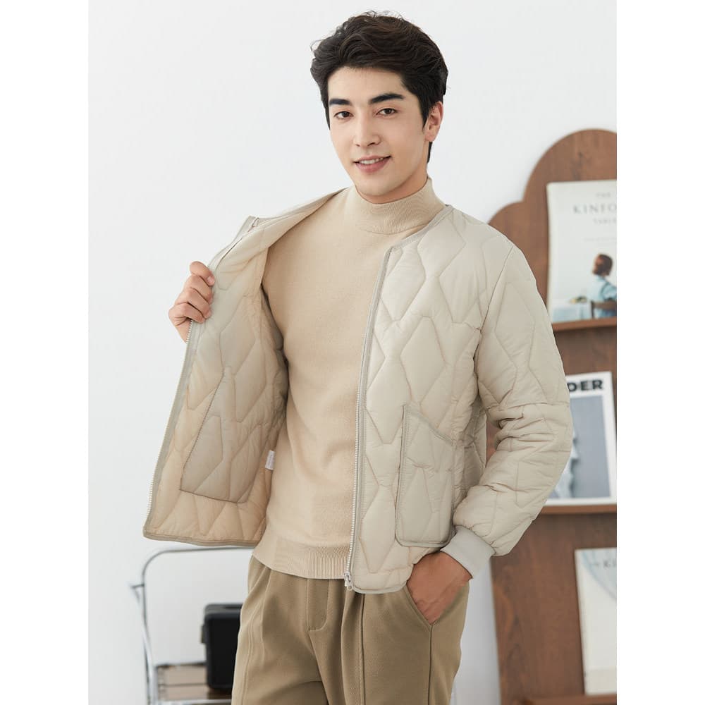 Jaqueta acolchoada masculina, forro de algodão leve, jaqueta acolchoada com fundo quente, roupa interna, jaqueta acolcho