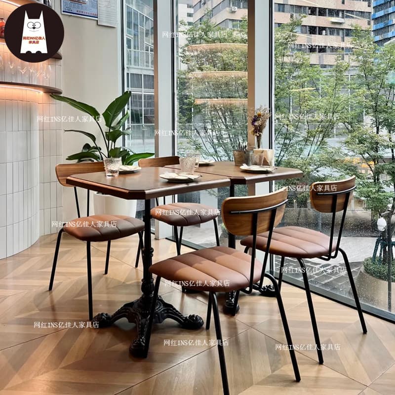Café estilo Retro mesa de jantar leite chá sobremesa cozimento bolo loja mesa de madeira maciça combinação americano jan