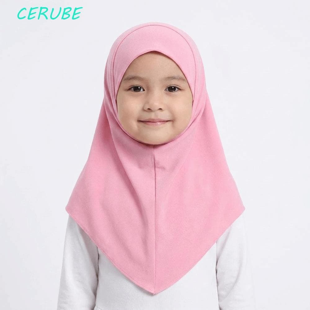 Cachecol CERUBE Hijab , Estilo Pull On De Cor Sólida Infantil , Lenço Elástico De Proteção Solar De Seda Gelada