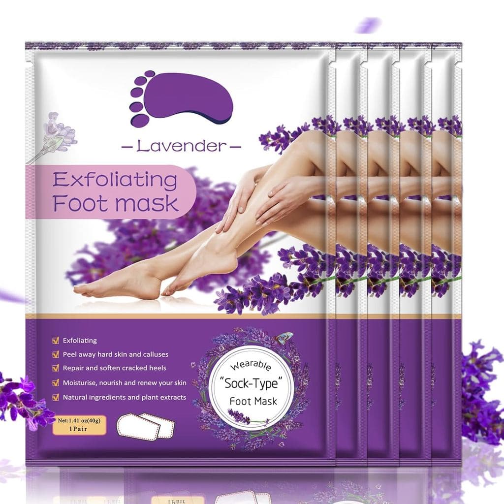 Máscara Esfoliante para os Pés, Pacote com 5 Unidades, Máscara para Remover Pele Morta, Calosidades e Rachaduras nos Cal