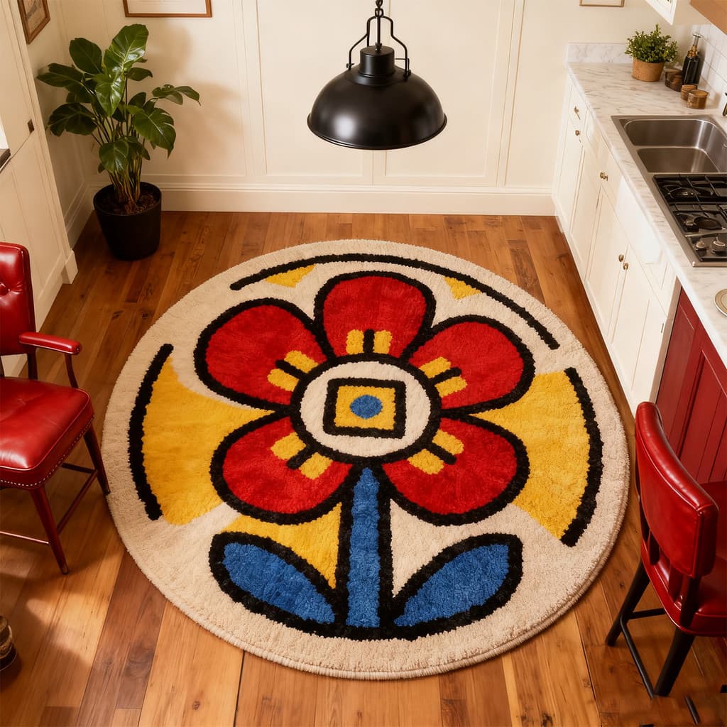 Retro flor redonda tapete sala de estar antiderrapante estilo Medieval quarto casa estudo antiderrapante quarto das cria