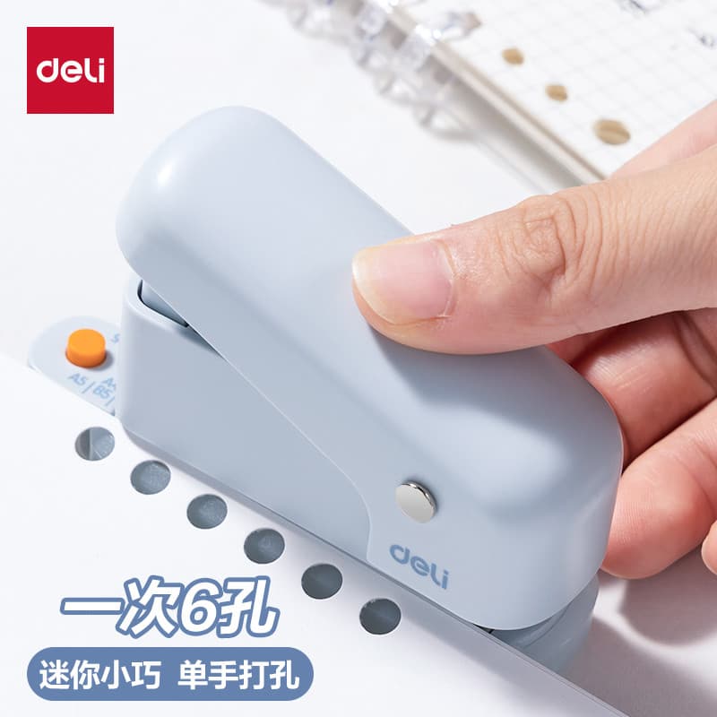 Deli Hole Punch Pasta porosa de seis furos Encadernação Alunos do ensino médio Alunos do ensino médio a4 Fichário Furado