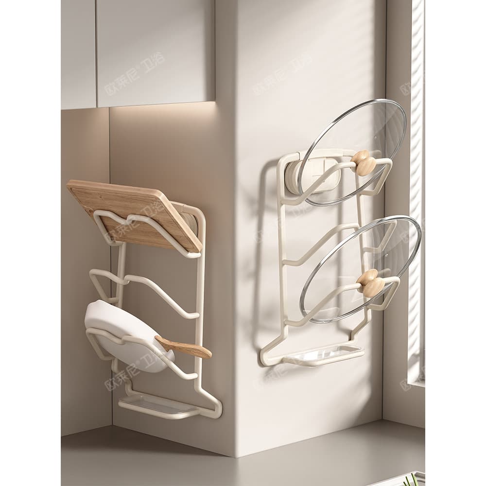 Ventosa pote tampa rack fixado na parede sem perfuração rack de cozinha placa de corte rack doméstico Multi-camada placa