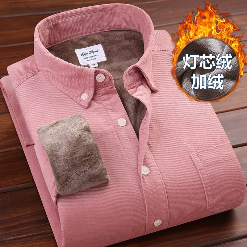 Outono inverno puro algodão veludo mais veludo engrossado camisa térmica masculina manga longa plus Size rosa camisa tér