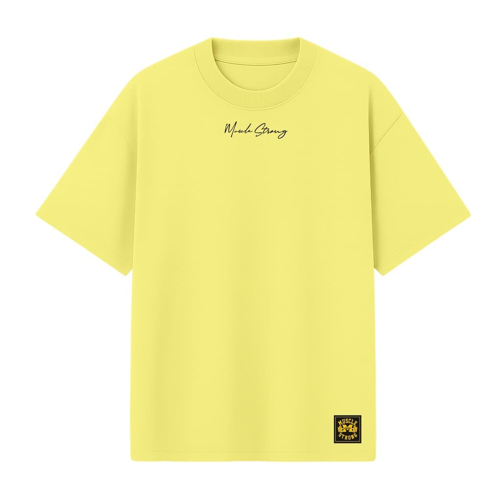 Camiseta Oversized Premium Muscle Strong Assinatura Amarela