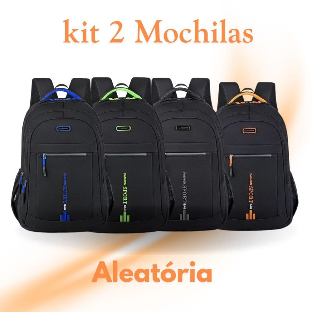 Kit duas mochilas esportivas unissex, ideal para escola, trabalho e faculdade