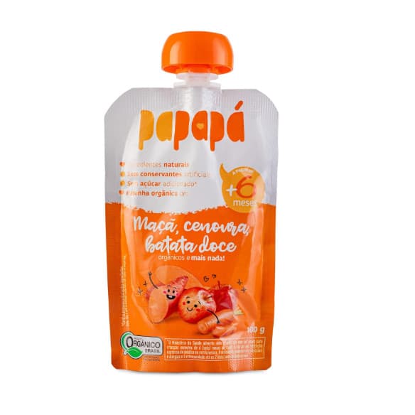 Papinha Maça Cenoura e Batata Doce 100g - Papapá