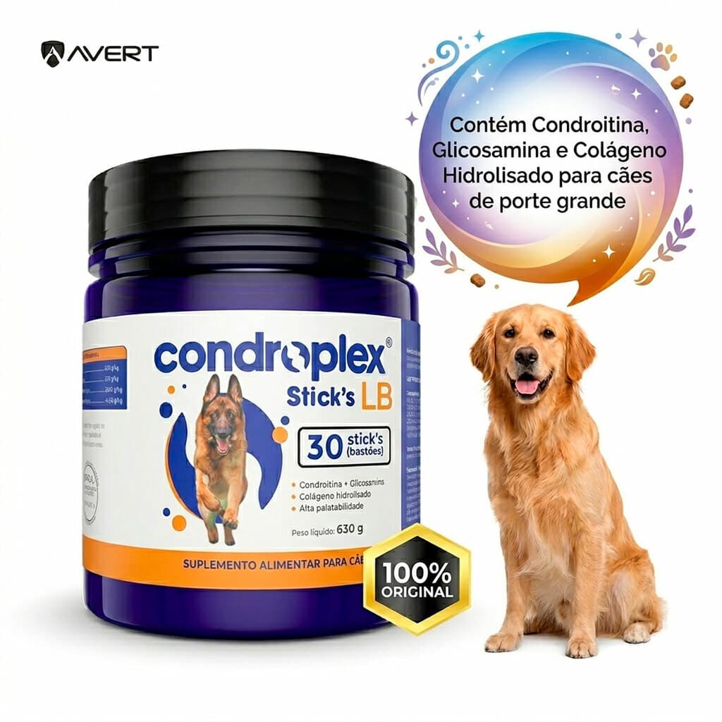 Suplemento Alimentar CondroPlex Sticks LB 30 bastões Cães de Porte Grande Saúde das Articulações