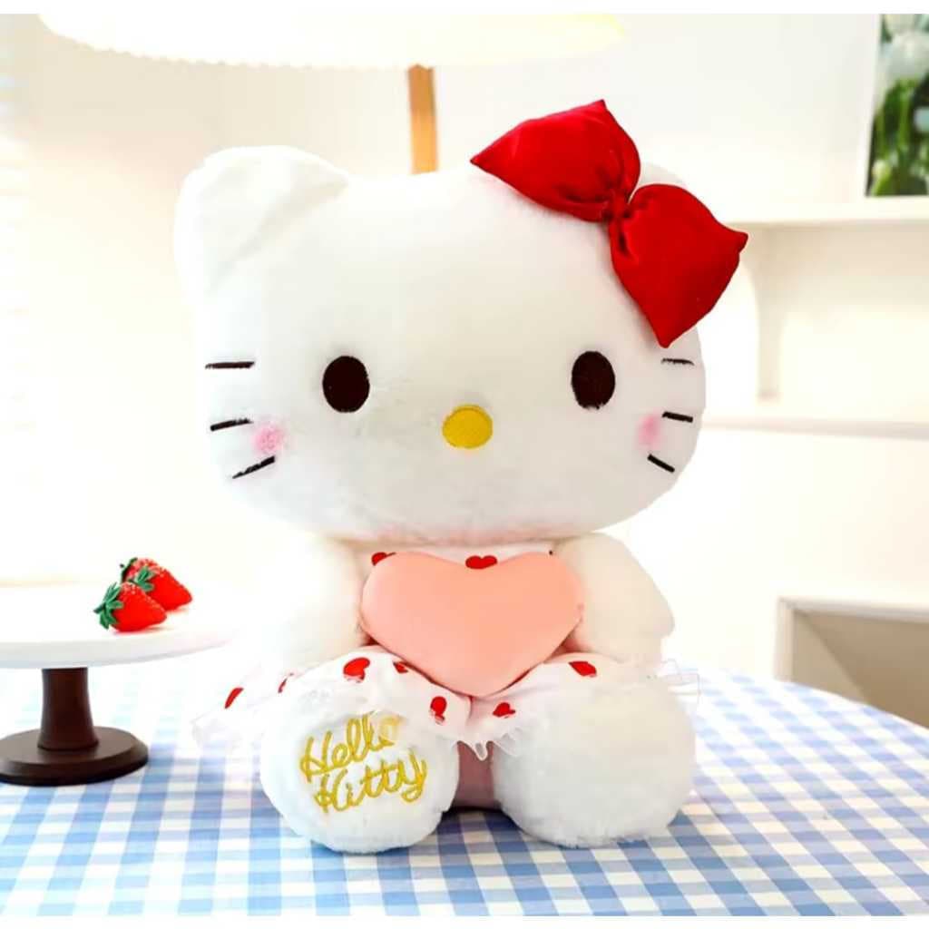 Pelúcia Original Hello Kitty Coração 30cm Sanrio Antialérgico