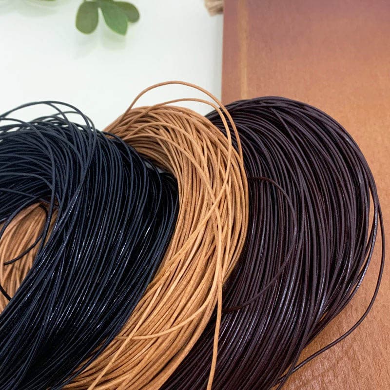 Corda de couro superfino 1/1.5/2mm couro curtido vegetal redondo corda de couro Retro couro genuíno diy trançado colar p