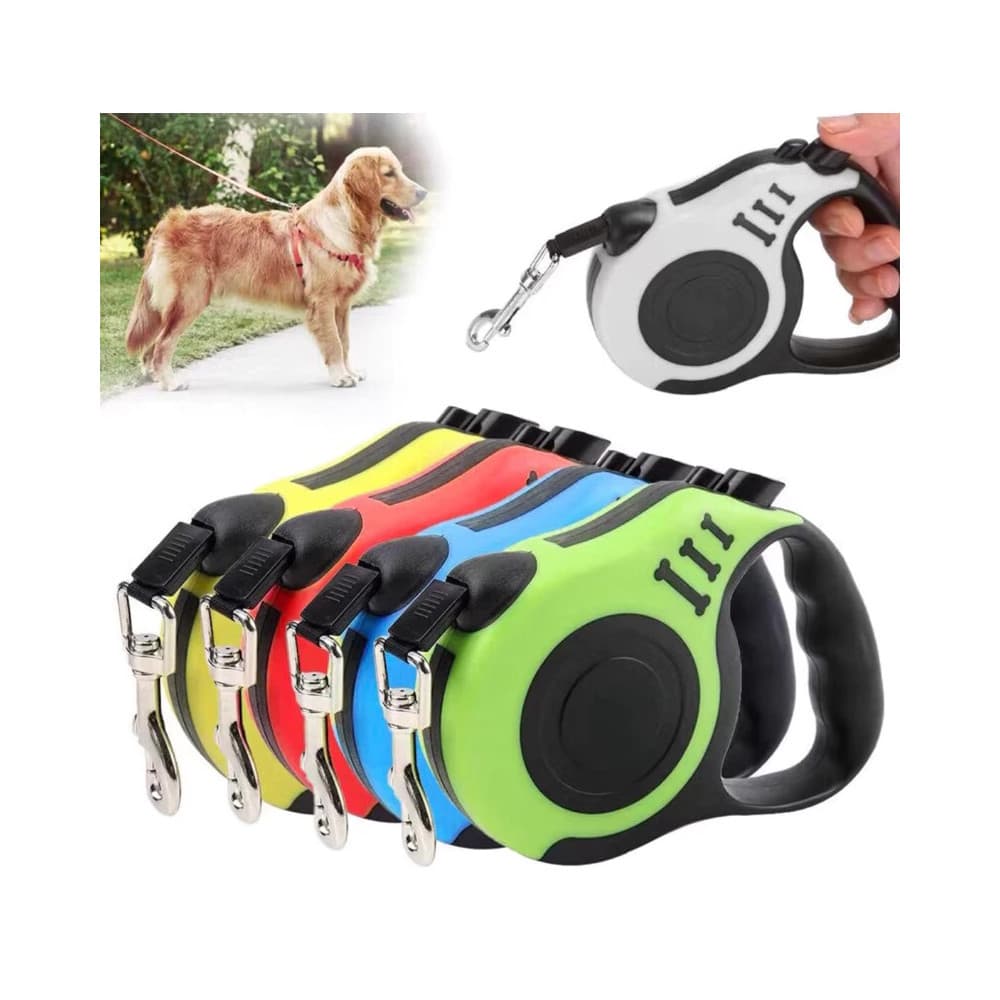 Guia Retrátil para Cachorro e Gato 3m ou 5m Coleira Automática Resistente para Cães Pequenos e Médios Pet