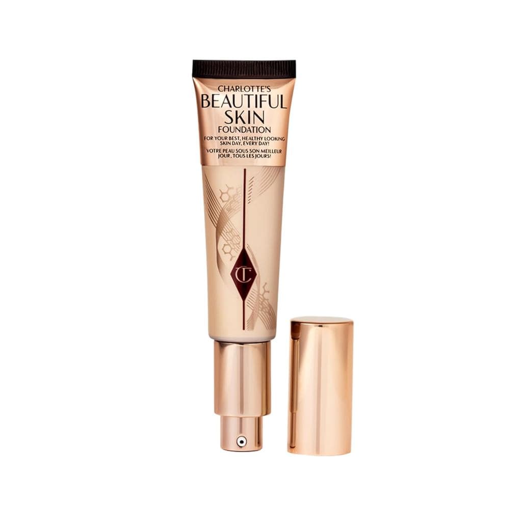 Base Hidratante de Cobertura Média Charlotte Tilbury Beautiful Skin - Maquiagem Líquida Modulável para Brilho Instantâne