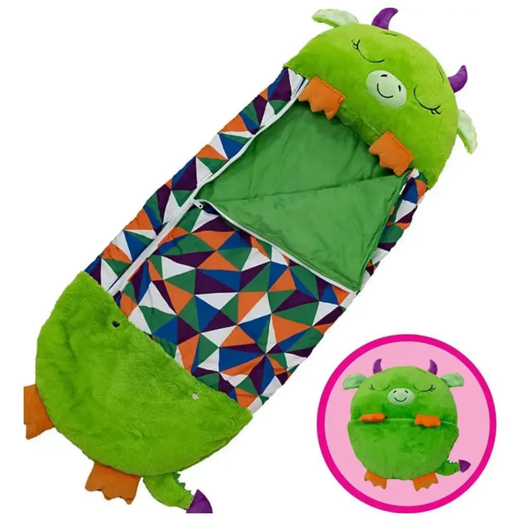 Saco De Dormir Infantil Vira Mochila 2x1 Small Baby 130x50cm Cor Dinossauro Verde Localização Do Zíper Direita