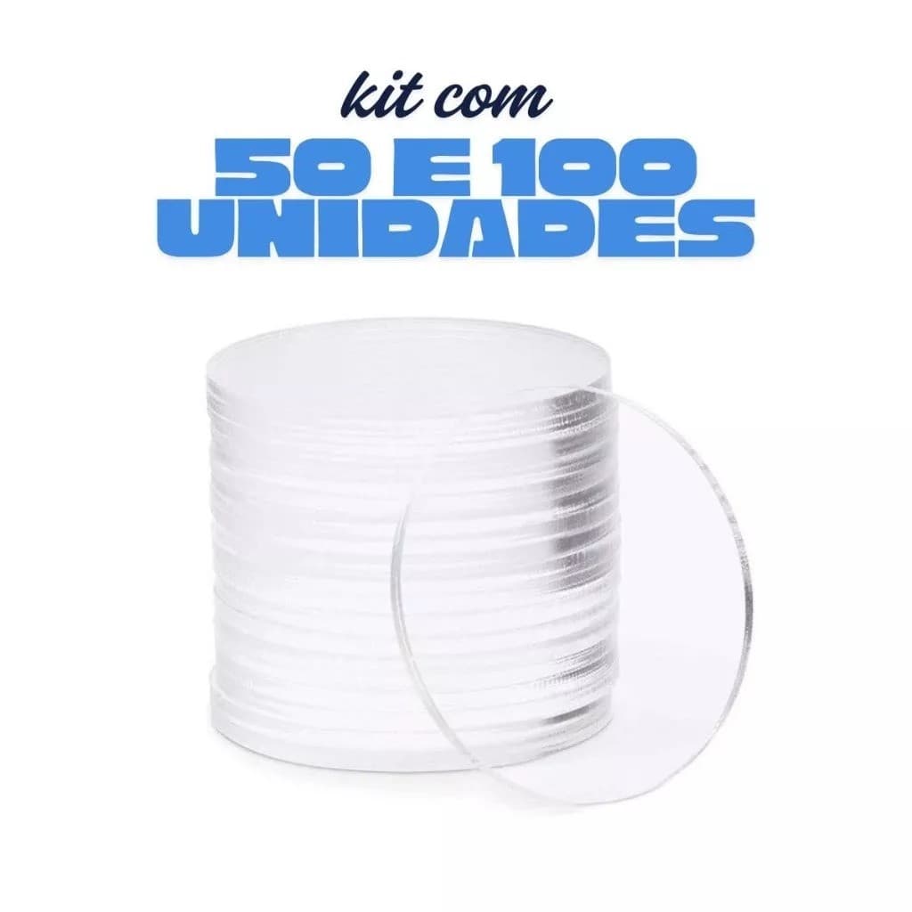 Kit Acrílico Transparente Base Redonda 5cm Para Biscuit Artesanato