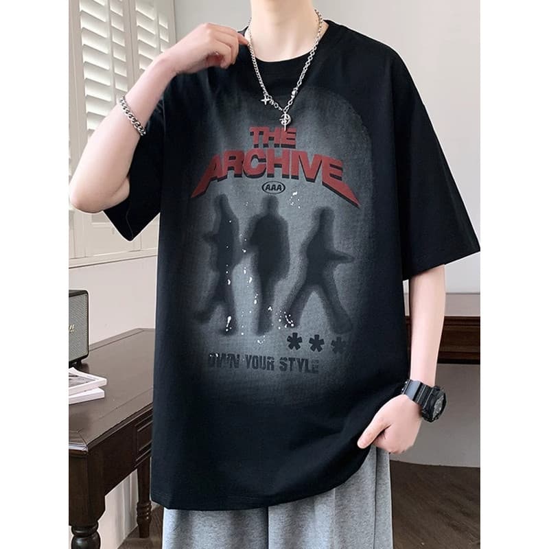 Gradiente contraste cor gelo seda juventude masculina de manga curta camiseta verão 2026 novo estilo na moda masculina m