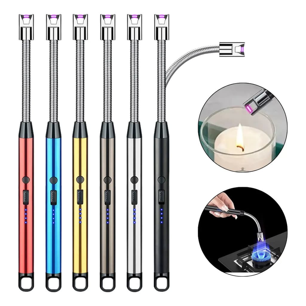 Kit 2 Acendedor Electrónico Plasma Vela Fogao Papel Recarregavel Usb