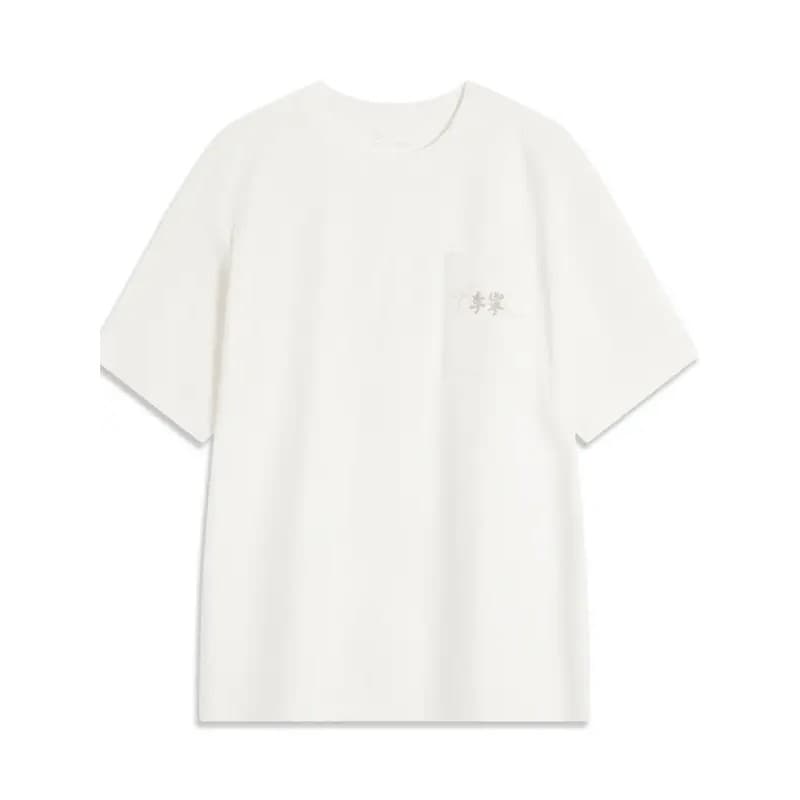 Li Ning Série de Cultura Chinesa Homens Mulheres Mesmo Estilo Camisa Cultural de Manga Curta Solta Moda Gola Redonda Cam