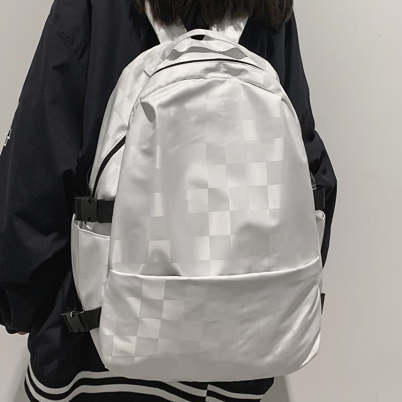 Mochila xadrez meninos grande capacidade Casual estudantes do ensino médio mochila feminina estudantes universitários vi
