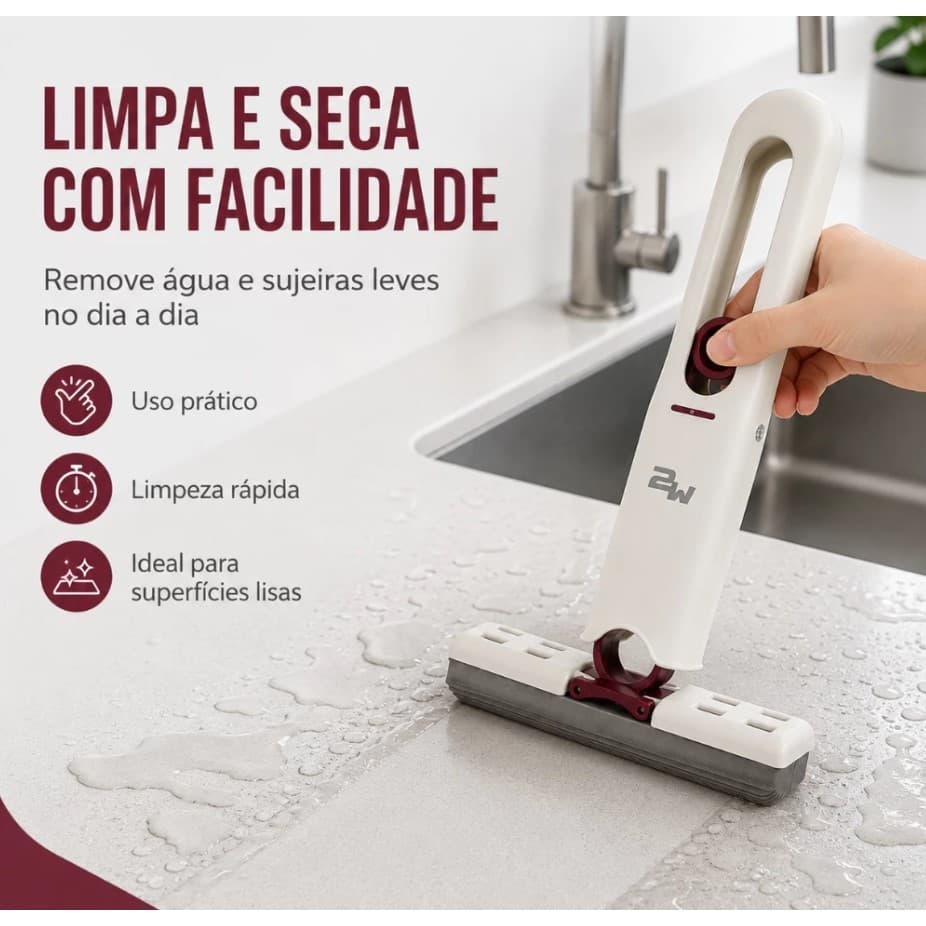 Rodinho De Pia Cozinha Rodo Mini Mop Magico Limpa E Seca -Retrátil E Pendurável