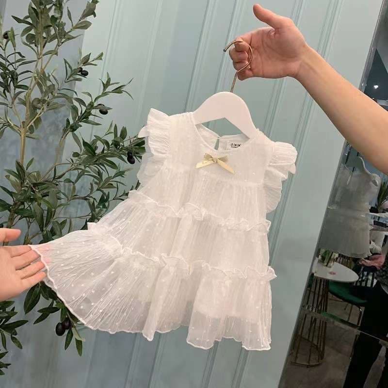 Meninas vestido de verão 2024 novo estilo bebê menina vestido de princesa estilo ocidental Pettiskirt médio pequeno cria