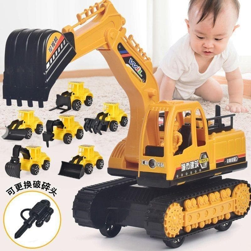 Escavadeira de grandes dimensões, escavadeira de brinquedo infantil, veículo de engenharia, modelo de carro para meninos