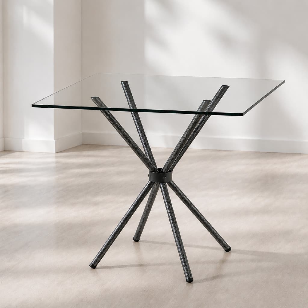Mesa Em Vidro Temperado Transparente 80cm Redondo Base Metal