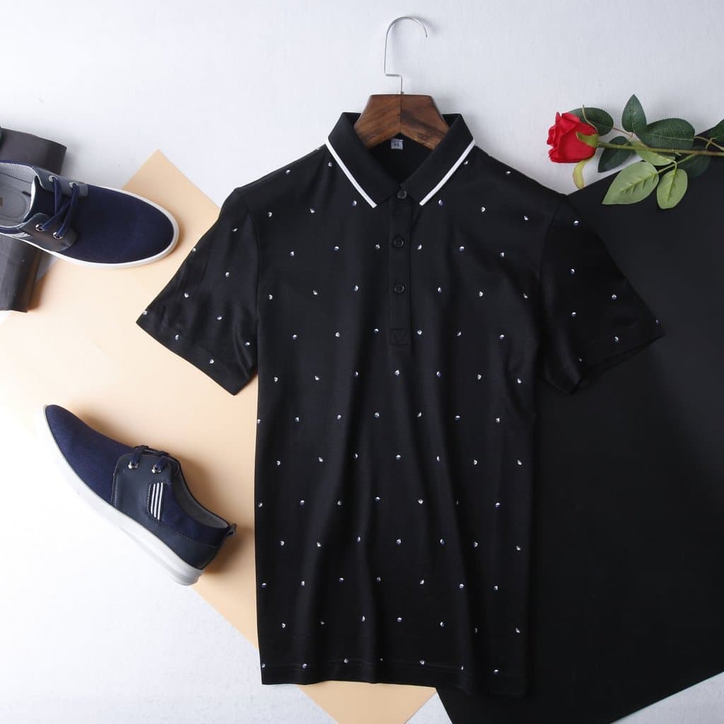((Menor) HL22292 Seven Series POLO masculino de manga curta estilo verão tecido de seda amoreira gelada Niuhuo