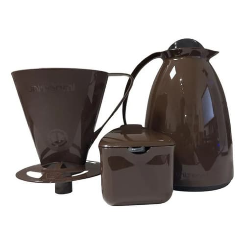 Kit Prático Café + Açucareiro + Suporte Filtro Marrom