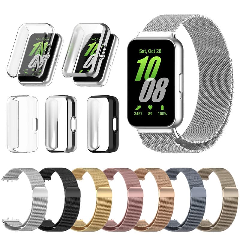 Pulseira Metal Aço De Capinha Capa TPU Para Relógio Samsung Fit 3 Strap Milanese Case Capinha Bumper