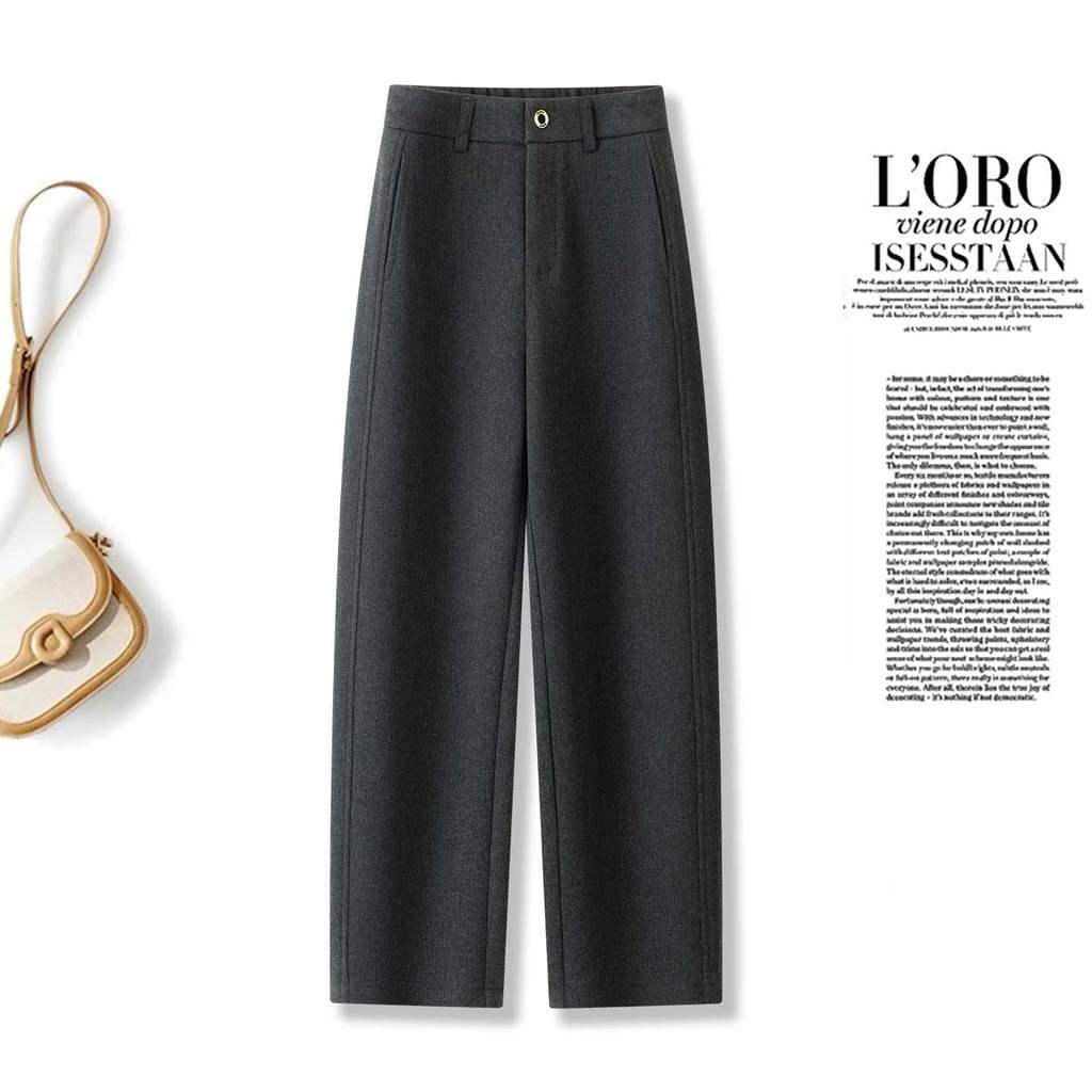 Moda reta Machete calças femininas outono inverno 2025 novo estilo cintura alta solta Drape pequeno grosso Casual calças