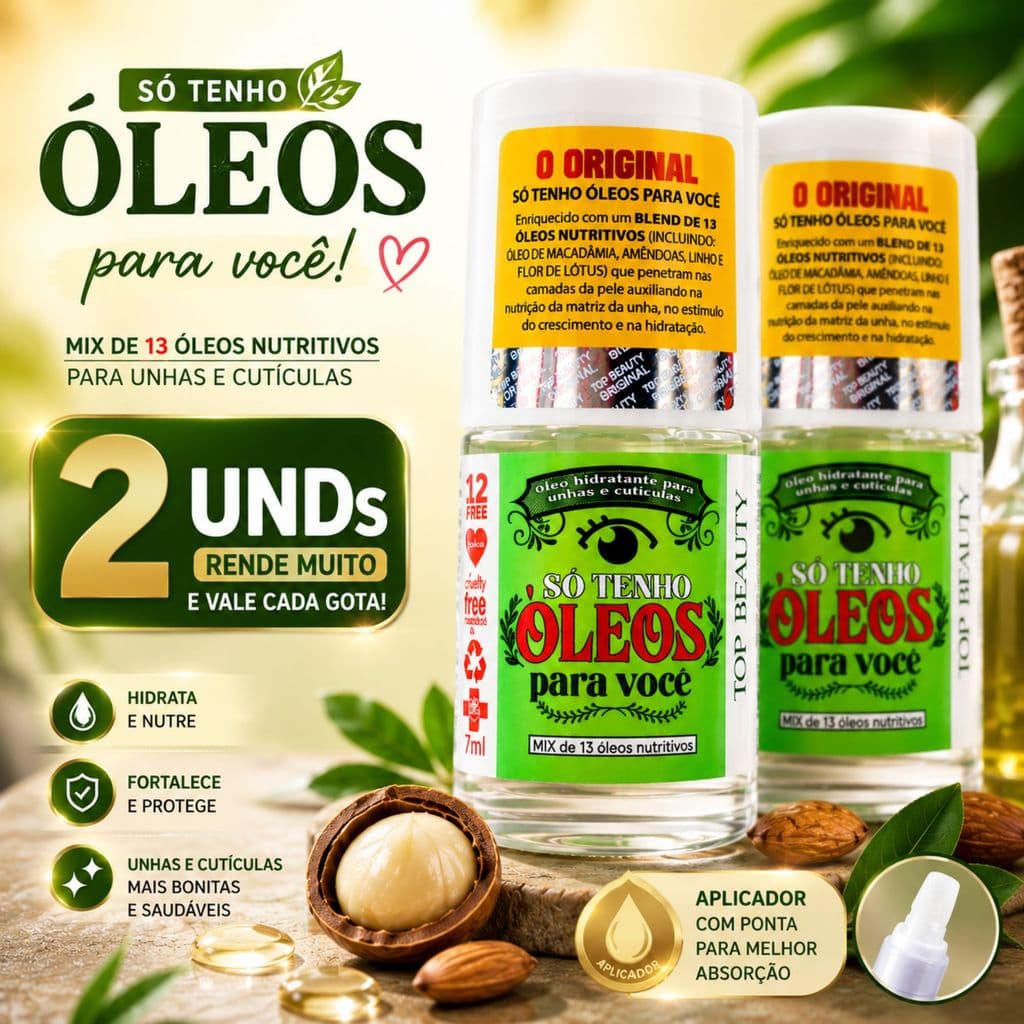 Kit 2 Bases De Tratamento Hidratante De Unhas e Cuticulas So Tenho Óleos Para Você 7ML  - Top Beauty