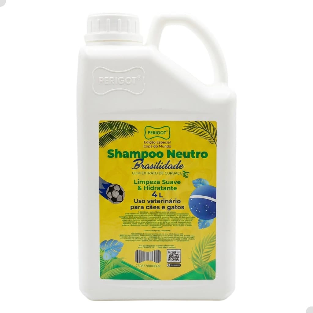Shampoo Neutro Brasilidade Copa do Mundo Pet 4L Cães E Gatos