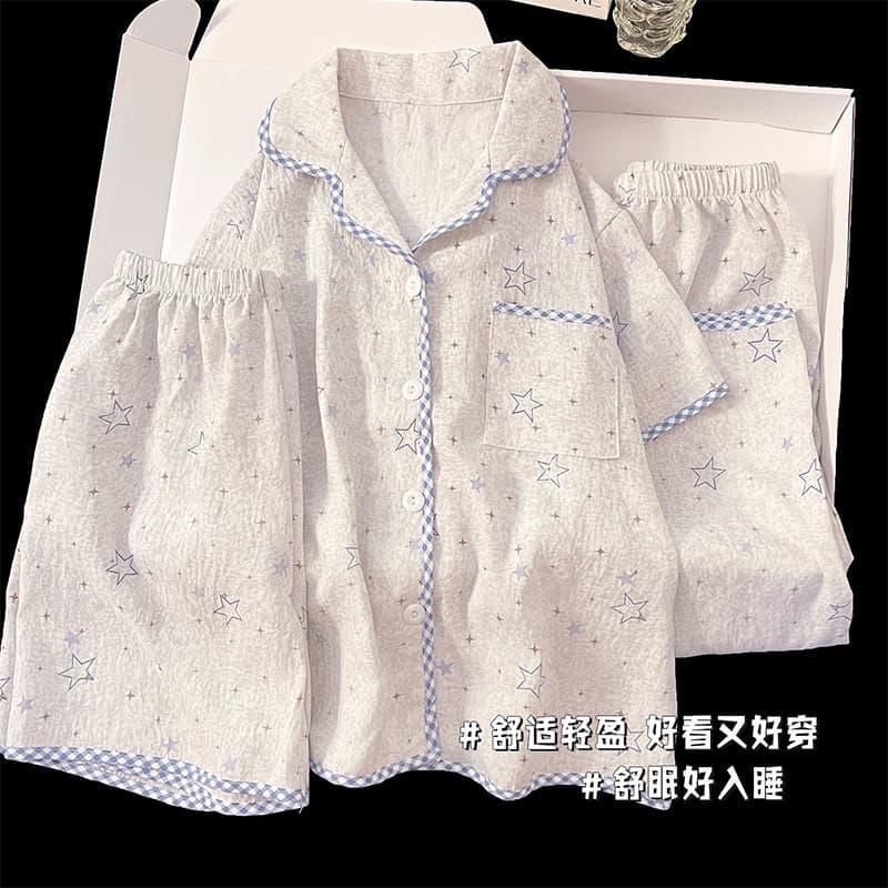 Pijamas infantis meninas 2026 novo estilo verão estilo fino nuvem algodão meninas verão médio grande crianças estudantes