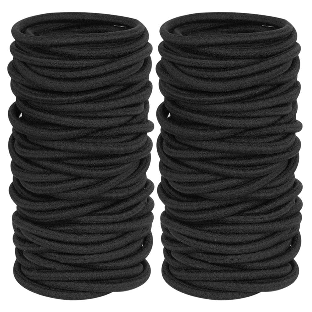 120 Elásticos de Cabelo Pretos para Cabelos Grossos e Cacheados, Prendedores de Rabo de Cavalo, Faixas Elásticas para Mu