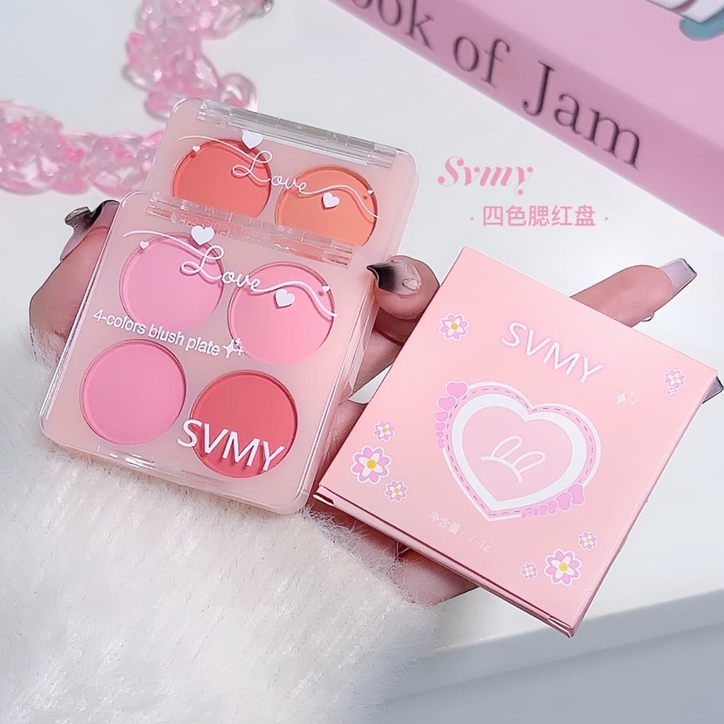 SVMY Natural Brightening Nude Maquiagem Delicado Pêssego Fino Glitter Fosco Blush de Quatro Cores 8117