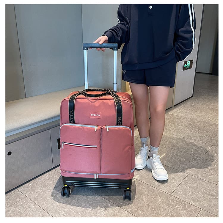 Bolsa de ombro leve para carrinho, roda Universal, dobrável, bagagem, carrinho, tração traseira, dupla utilização, grand