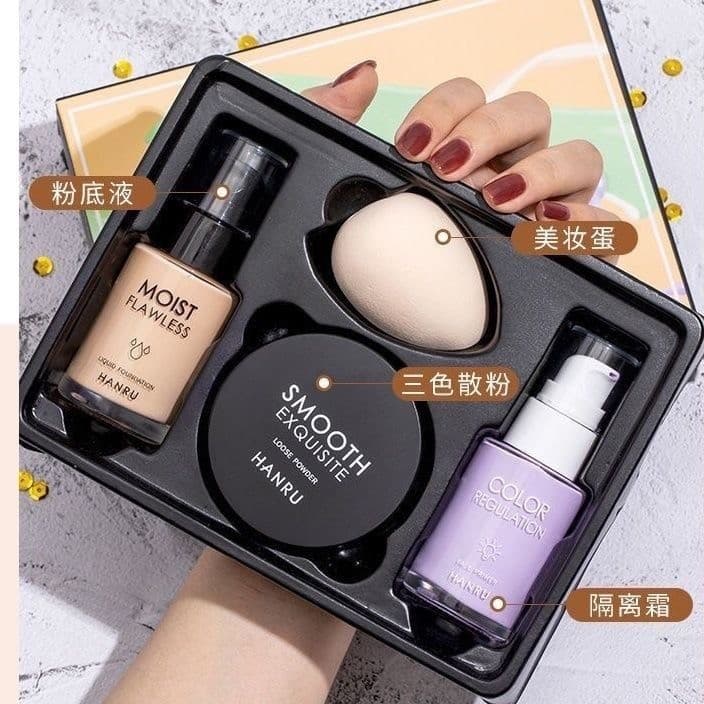 Base conjunto de maquiagem cosméticos conjunto completo combinação iniciante genuíno líquido fundação creme fixo um test