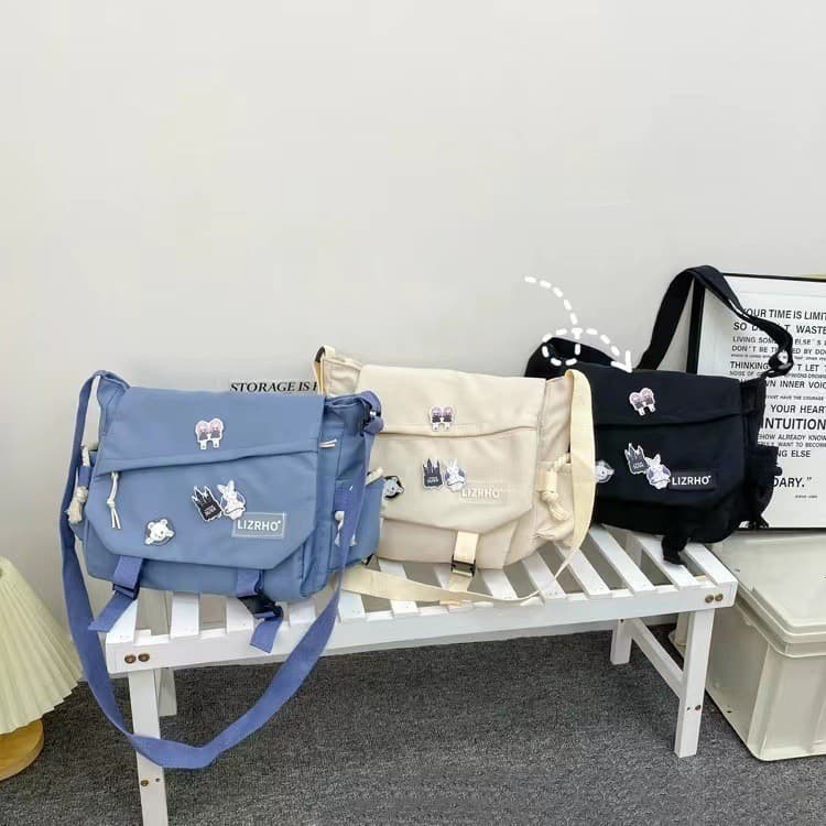 Bolsa de Ombro Unissex de Grande Capacidade, Estilo Retro Coreano, Bolsa Transversal de Nylon
