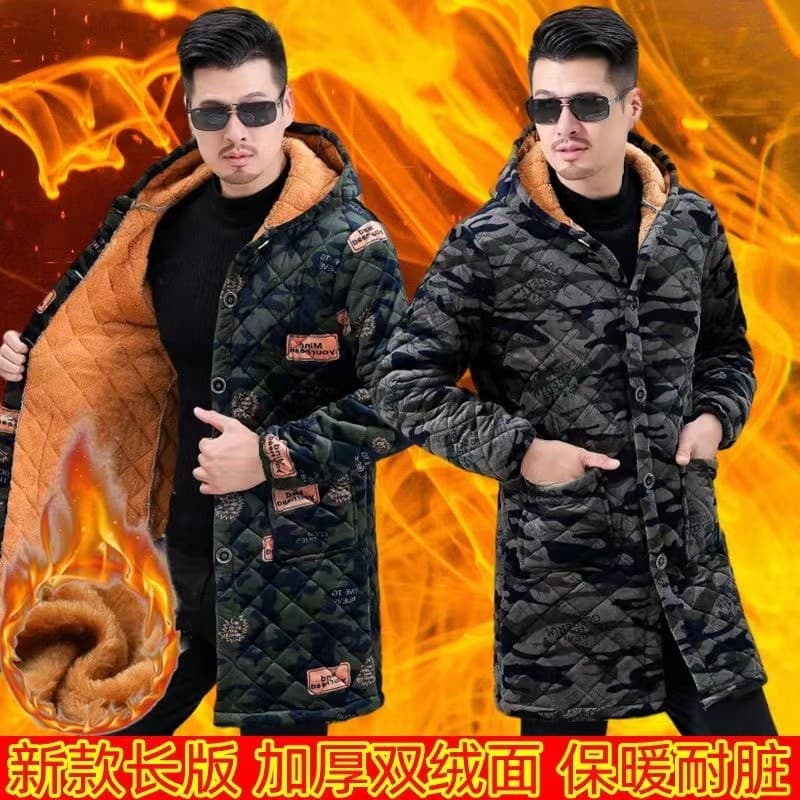 Macacão de inverno masculino forro de lã engrossado resistente à sujeira quente Workwear jaqueta à prova de frio Yungui