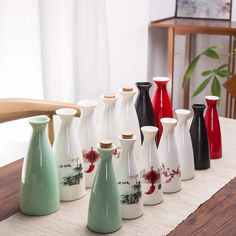 Estilo chinês dois frascos de vinho pequenos imitação à moda antiga estilo Retro dispensador de vinho cerâmica doméstico